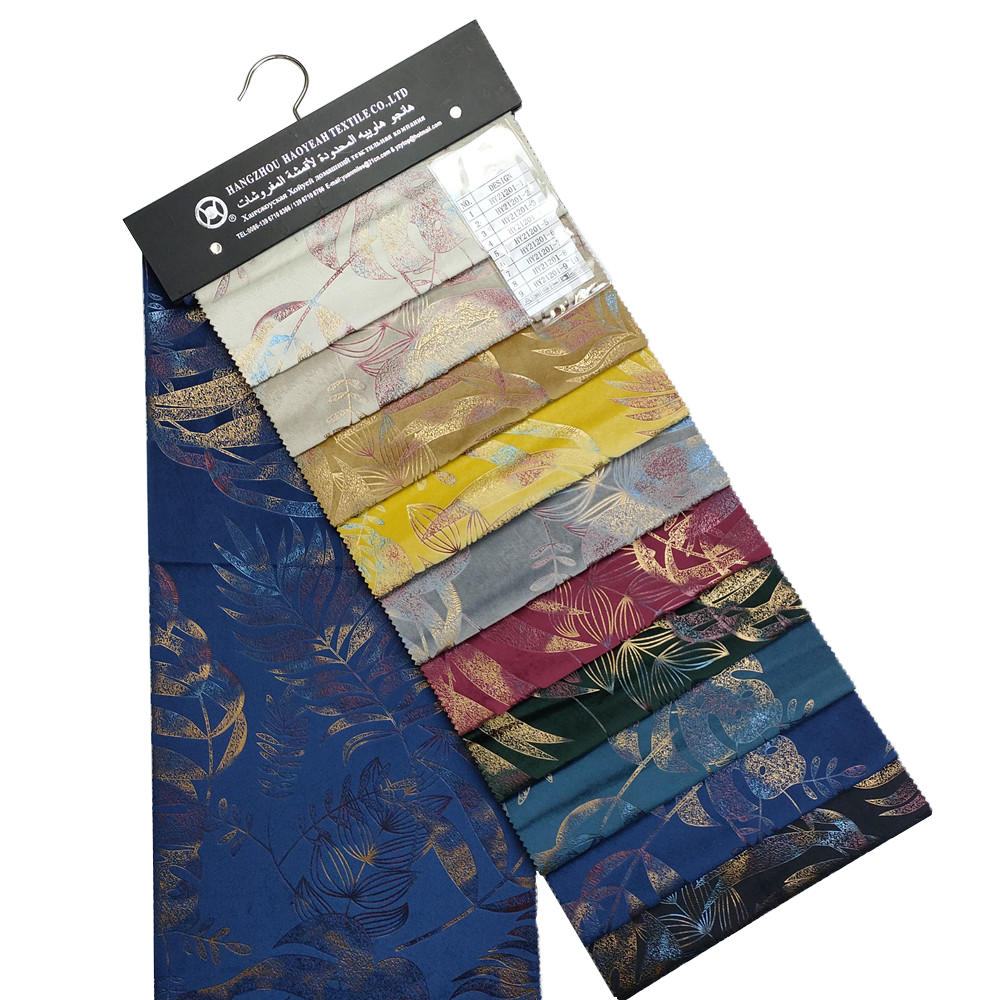 Projeto de padrões de folhas colorido de poliéster bronzeado Holland Velvet Sofá Fabric 