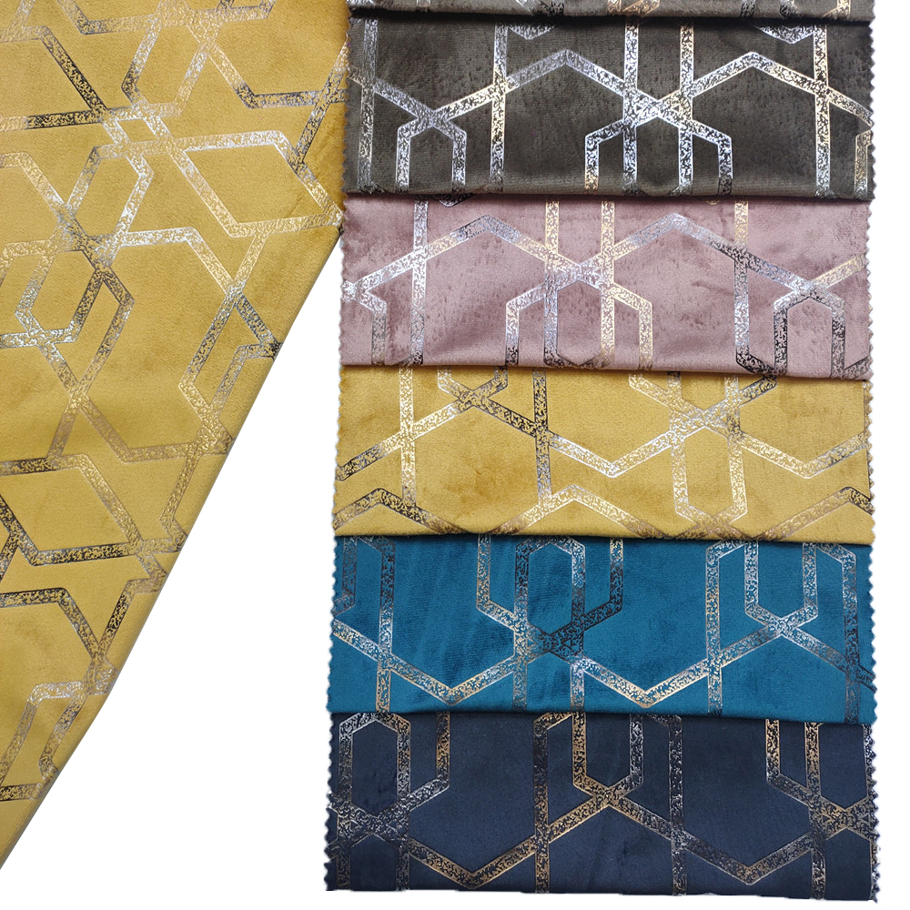 Padrão geométrico criativo Folha de ouro impressão Holland Velvet Sofa Furniture Fabric