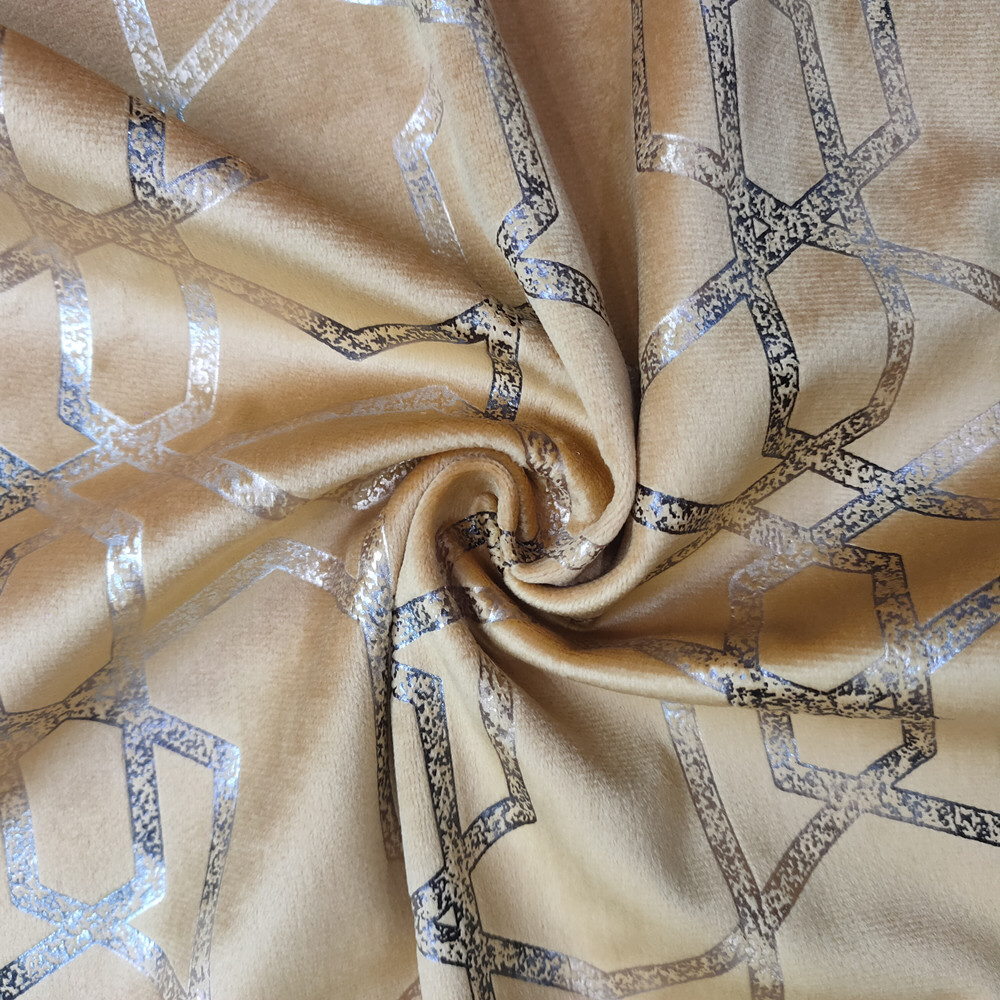 Padrão geométrico criativo Folha de ouro impressão Holland Velvet Sofa Furniture Fabric